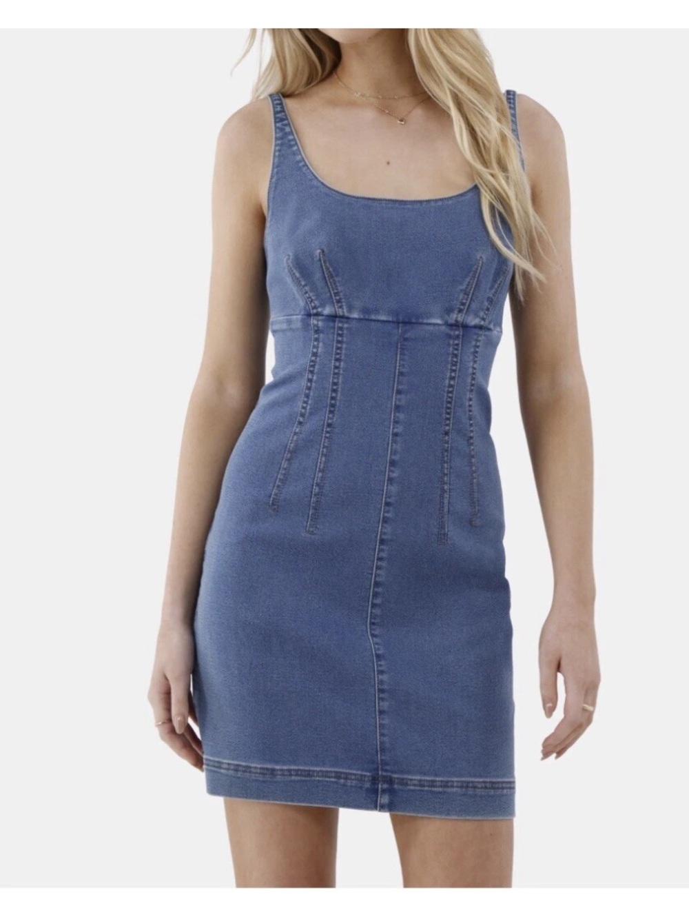 No Boundaries Women's Med Wash Sleeveless Denim  Mini Dress Med NWT
